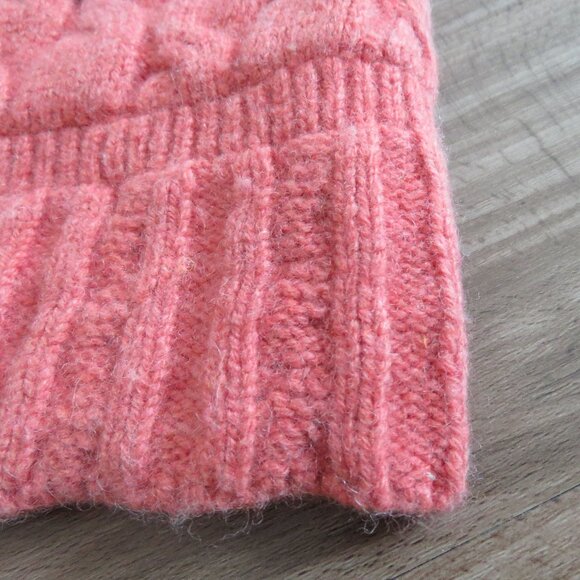PATAGONIA Women's Pom Beanie Hat Wool Blend Pink Stripe Fleece Lined Outdoor - Picture 3 of 10